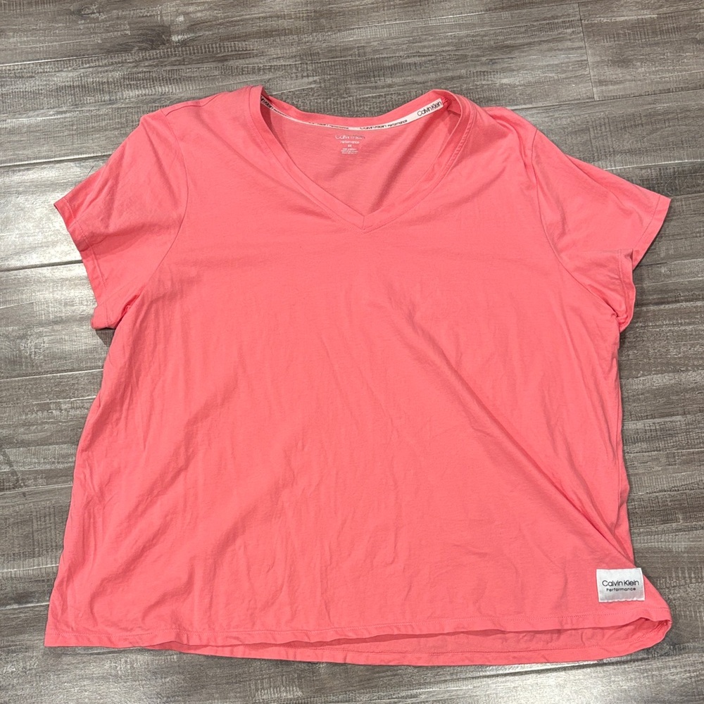 Calvin Klein Performance Pink V-Neck Tee